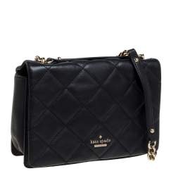 Pre Owned حقيبة كتف كيت سبيد إيمرسون بليس فيفينا جلد مبطنة سوداء 