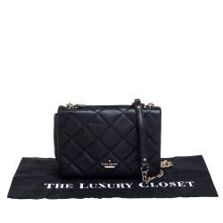 Pre Owned حقيبة كتف كيت سبيد إيمرسون بليس فيفينا جلد مبطنة سوداء 