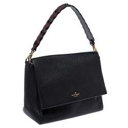 Kate Spade Black Leather Flap Satchel 