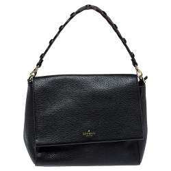 Kate Spade Black Leather Flap Satchel 