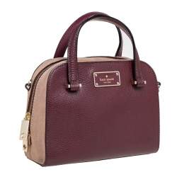 Pre Owned حقيبة كيت سبيد جلد عنابي/بيج وسويدي