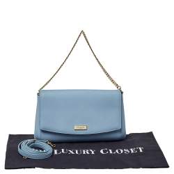 Pre Owned حقيبة كتف كروس كيت سبيد قلاب جلد أزرق 