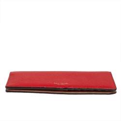 Pre Owned محفظة كيت سبيد طية مزدوجة طويلة جلد أحمر