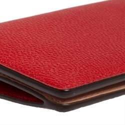 Pre Owned محفظة كيت سبيد طية مزدوجة طويلة جلد أحمر