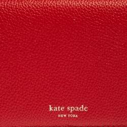 Pre Owned محفظة كيت سبيد طية مزدوجة طويلة جلد أحمر