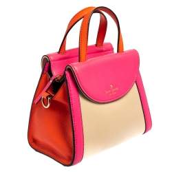 Pre Owned Kate Spade Tricolor Leather Cobble Hill Small Adrien Top Handle Bag