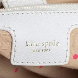 Pre Owned Kate Spade Pink/White Canvas and Leather Metal Plate Tote