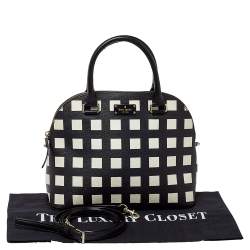 Pre Owned Kate Spade Black/White Checkered Coated Canvas and Leather Satchel