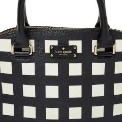 Pre Owned Kate Spade Black/White Checkered Coated Canvas and Leather Satchel
