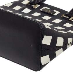 Pre Owned Kate Spade Black/White Checkered Coated Canvas and Leather Satchel