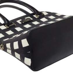 Pre Owned Kate Spade Black/White Checkered Coated Canvas and Leather Satchel