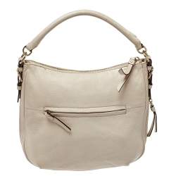 Pre Owned Kate Spade Linen White Leather Small Cobble Hill Ella Hobo