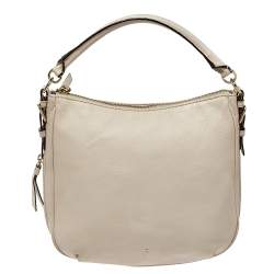 Kate Spade Linen White Leather Small Cobble Hill Ella Hobo Kate