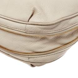 Pre Owned Kate Spade Linen White Leather Small Cobble Hill Ella Hobo