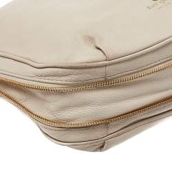 Pre Owned Kate Spade Linen White Leather Small Cobble Hill Ella Hobo