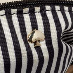 Pre Owned Kate Spade Linen White Leather Small Cobble Hill Ella Hobo