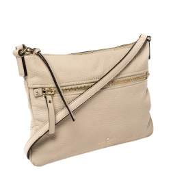 مملوكة مسبقًا Kate Spade Beige Leather Front Zip Crossbody Bag