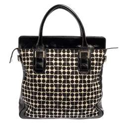 مملوكة مسبقًا Kate Spade Black Printed Canvas and Patent Leather Blair Noel Tote