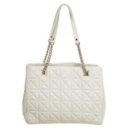 Pre Owned Kate Spade Cream Quilted Leather Chain Tote