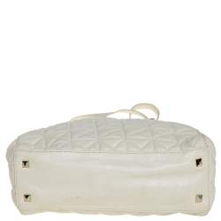 Pre Owned Kate Spade Cream Quilted Leather Chain Tote