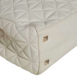 Pre Owned Kate Spade Cream Quilted Leather Chain Tote