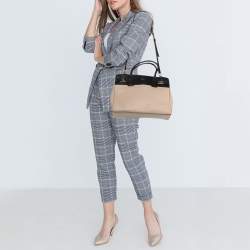 Pre Owned Kate Spade Black/Beige Leather Luna Drive Willow Tote