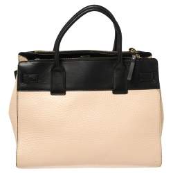 Pre Owned Kate Spade Black/Beige Leather Luna Drive Willow Tote