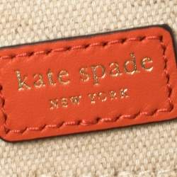 مملوكة مسبقًا Kate Spade Orange/Beige Rattan and Leather Large Tiny Elephant Wicker Shoulder Bag 