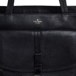 Pre Owned حقيبة كيت سبيد جلد أسود قلاب أمامي بفيونكة 