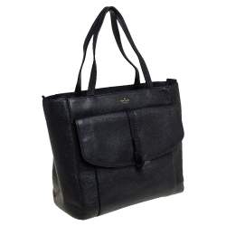 Pre Owned حقيبة كيت سبيد جلد أسود قلاب أمامي بفيونكة 