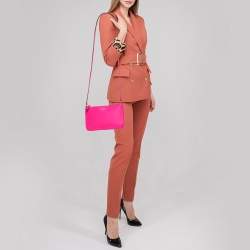 Pre Owned Kate Spade Pink Saffiano Leather Top Zip Slim Crossbody Bag