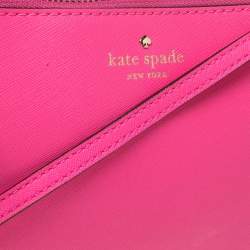 Pre Owned Kate Spade Pink Saffiano Leather Top Zip Slim Crossbody Bag