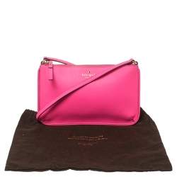 Pre Owned Kate Spade Pink Saffiano Leather Top Zip Slim Crossbody Bag