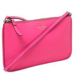 Pre Owned Kate Spade Pink Saffiano Leather Top Zip Slim Crossbody Bag