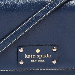 Pre Owned حقيبة كروس كيت سبيد قلاب جلد أزرق 