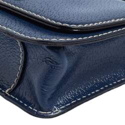 Pre Owned حقيبة كروس كيت سبيد قلاب جلد أزرق 