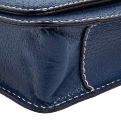 Pre Owned حقيبة كروس كيت سبيد قلاب جلد أزرق 