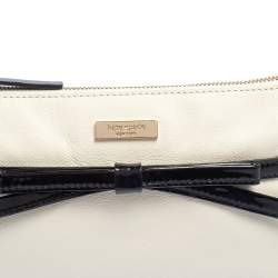 Pre Owned حقيبة كيت سبيد باغويت سلسلة فيونكة جلد لامع وجلد كريمي/ أسود