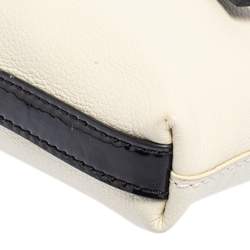 Pre Owned حقيبة كيت سبيد باغويت سلسلة فيونكة جلد لامع وجلد كريمي/ أسود