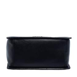 Pre Owned Kate Spade Black/White Snakeskin Embossed and Leather Pushlock Flap Top Handle Bag