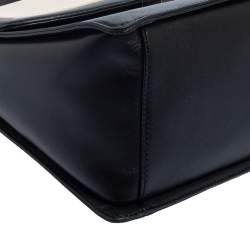 Pre Owned Kate Spade Black/White Snakeskin Embossed and Leather Pushlock Flap Top Handle Bag