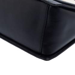 Pre Owned Kate Spade Black/White Snakeskin Embossed and Leather Pushlock Flap Top Handle Bag