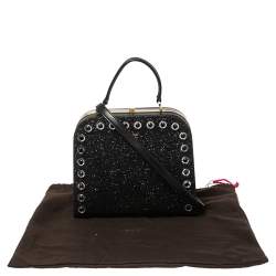 Pre Owned Kate Spade Black Glitter and Leather Large Skyline Way Violina Top Handle Bag