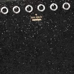 Pre Owned Kate Spade Black Glitter and Leather Large Skyline Way Violina Top Handle Bag