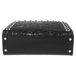 Pre Owned Kate Spade Black Glitter and Leather Large Skyline Way Violina Top Handle Bag