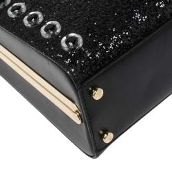 Pre Owned Kate Spade Black Glitter and Leather Large Skyline Way Violina Top Handle Bag