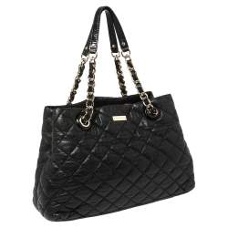 Pre Owned حقيبة كتف كيت سبيد ماريان جلد لامع مبطن أسود