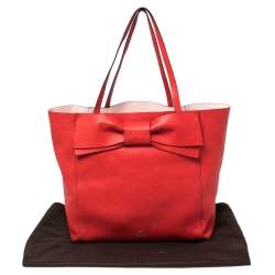 Pre Owned Kate Spade Red Leather Bow Tote