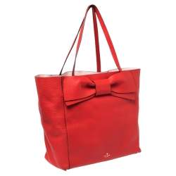 Pre Owned Kate Spade Red Leather Bow Tote