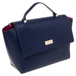 Pre Owned Kate Spade Blue Leather Brynlee Top Handled Bag